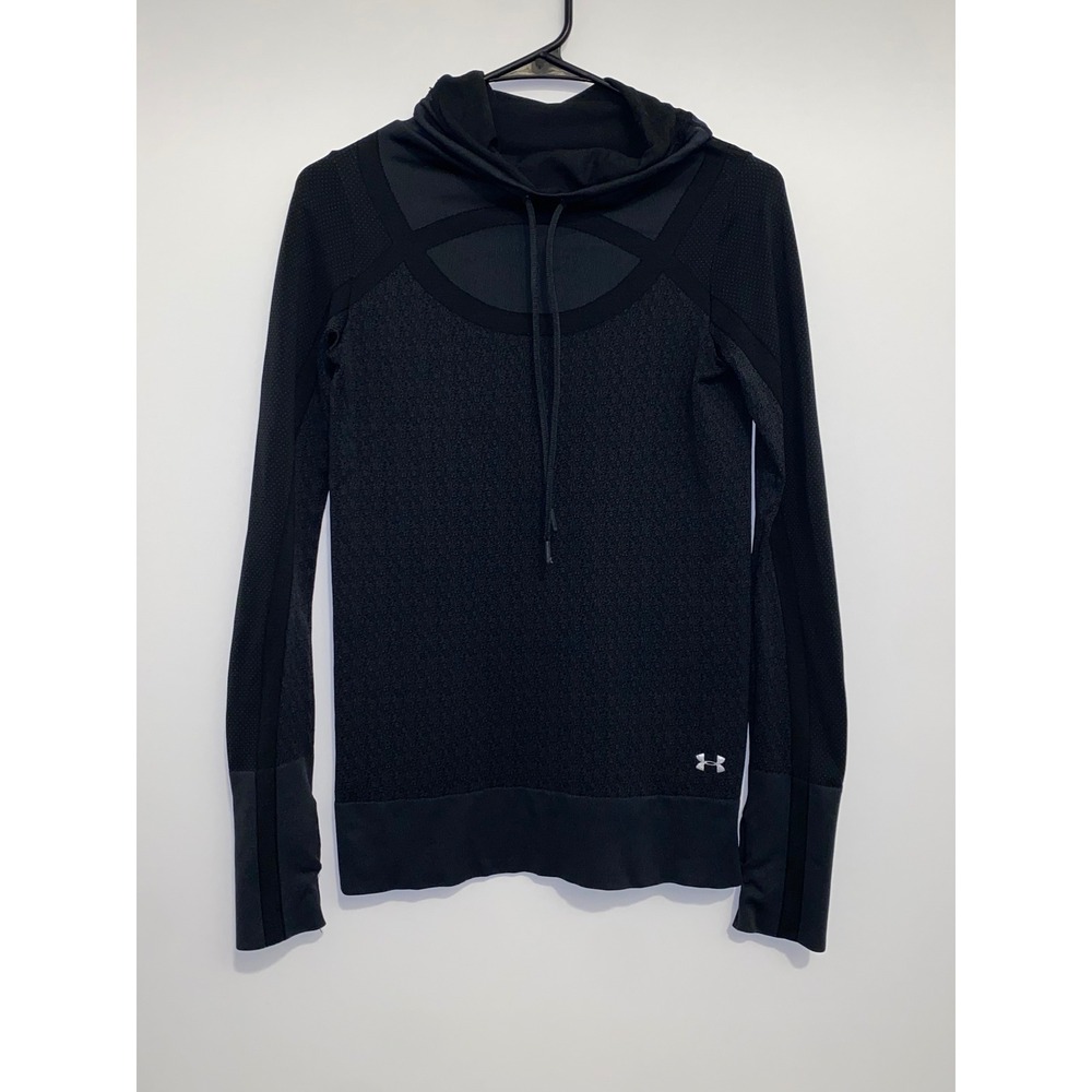 Under Armour Threadborne HeatGear Funnel Neck Long Sleeve Top Black XS Fitted